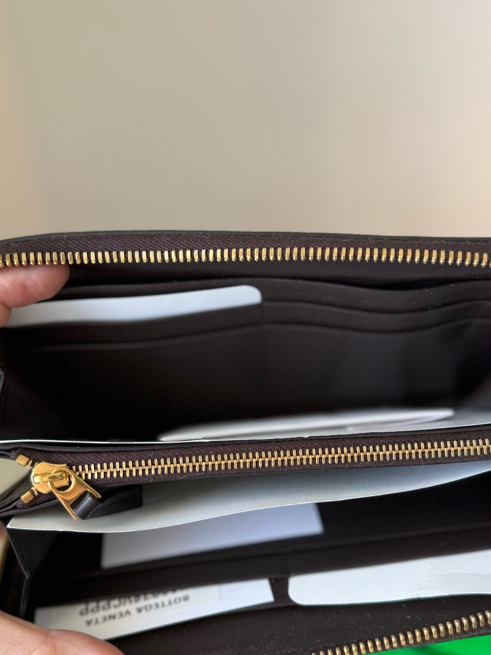 New Bottega Veneta Woven Leather & Canvas Zip Wallet - Picture 5 of 7